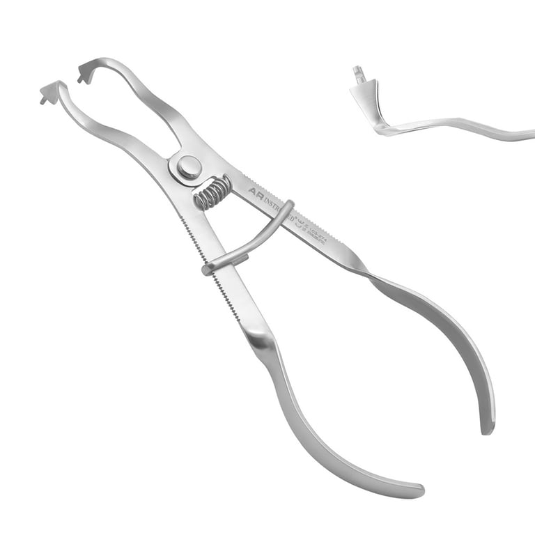 AR Instrumed 6.5" Stainless Steel Rubber Dam Clamp Ivory Forceps, Grasp Tip, Serrated, 1/Pk