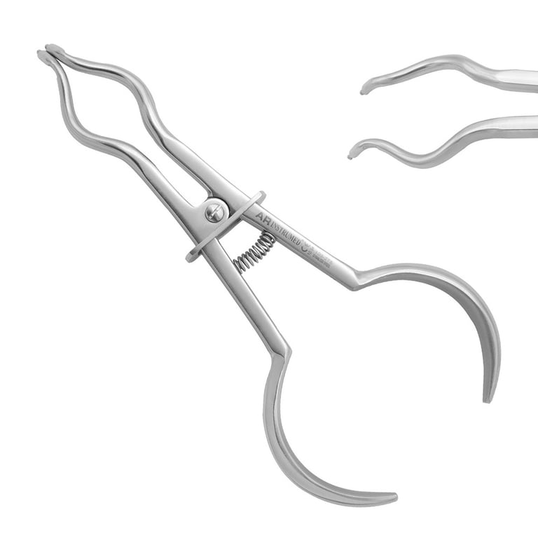 AR Instrumed 6.5" Stainless Steel Rubber Dam Clamp Brewer Forceps, Spherical Tip, Serrated, 1/Pk
