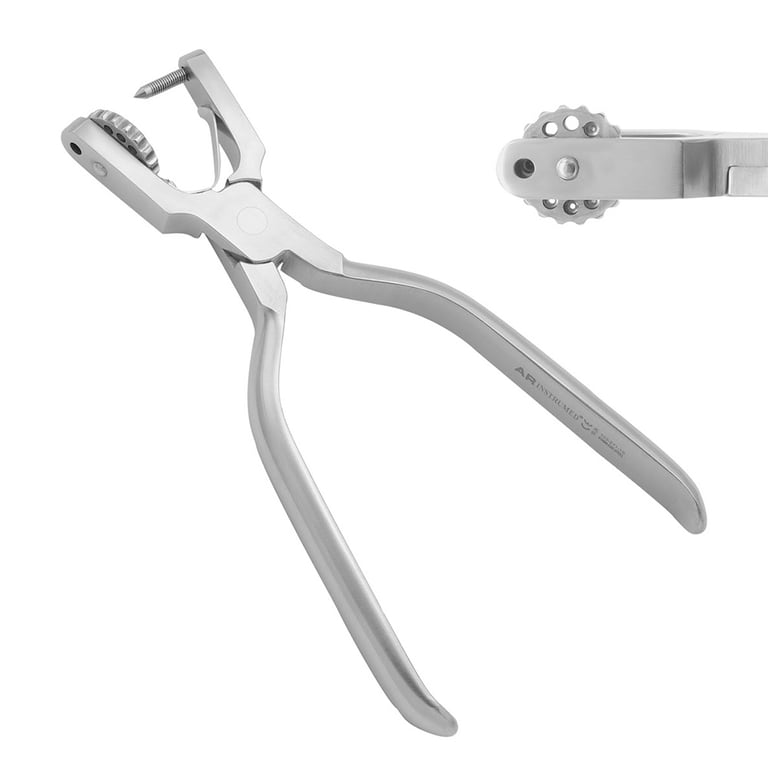 AR Instrumed 17cm Stainless Steel Spring-Loaded Punch Plier, 1/Pk. Isolates and retracts teeth