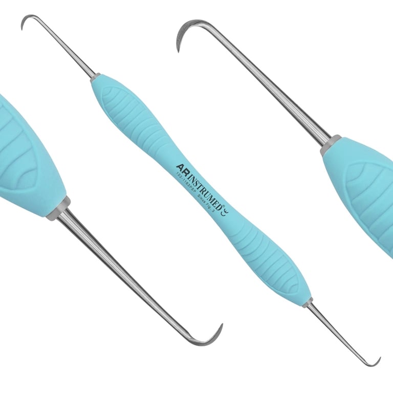 AR Instrumed #3 Stainless Steel Sinus Lift, Hook Curved Tip, Blue, 1/Pk. Features silicone handle