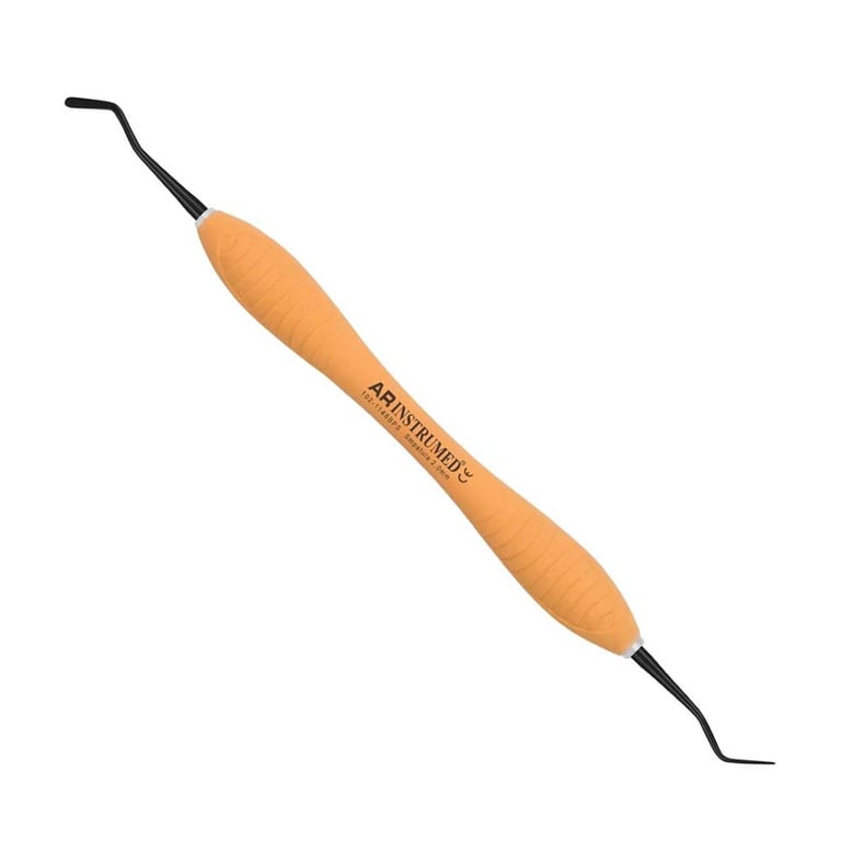 AR Instrumed Stainless Steel Mini Spatula, 2.0mm Titanium Coated Tips, AR Premium Orange Handle
