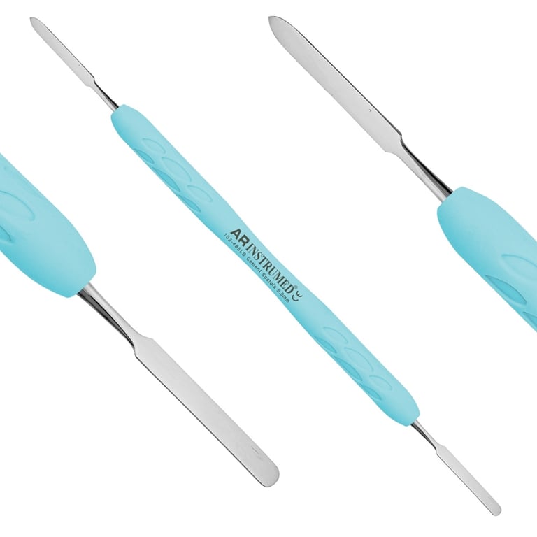 AR Instrumed 5.0mm Stainless Steel Cement Mixing Spatula, Sharp Flat Tip, Double-Ended, Gray