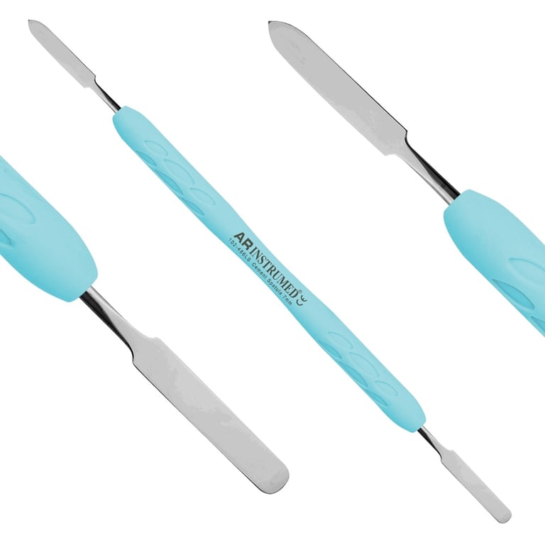 AR Instrumed 7mm Stainless Steel Cement Spatula, Double-Ended, Blue, 1/Pk. Features silicone