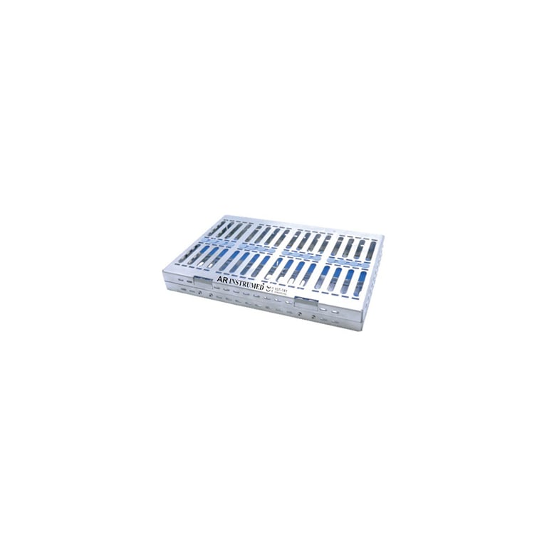 AR Instrumed 7.99" x 5.67" x 1.26" Stainless Steel Sterilization Cassette Tray, 10 Instruments