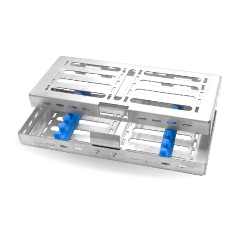 AR Instrumed 7.56" x 3.15" x 1.34" Stainless Steel Sterilization Cassette Tray, 5 Instruments