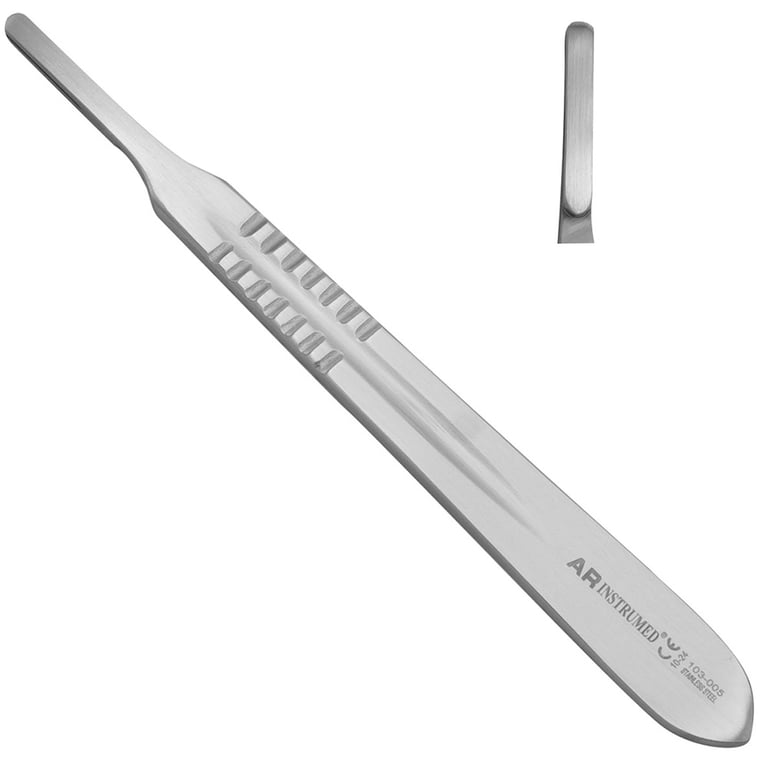 AR Instrumed #4 Stainless Steel Scalpel Handle, 1/Pk. Designed with precision-machined grip