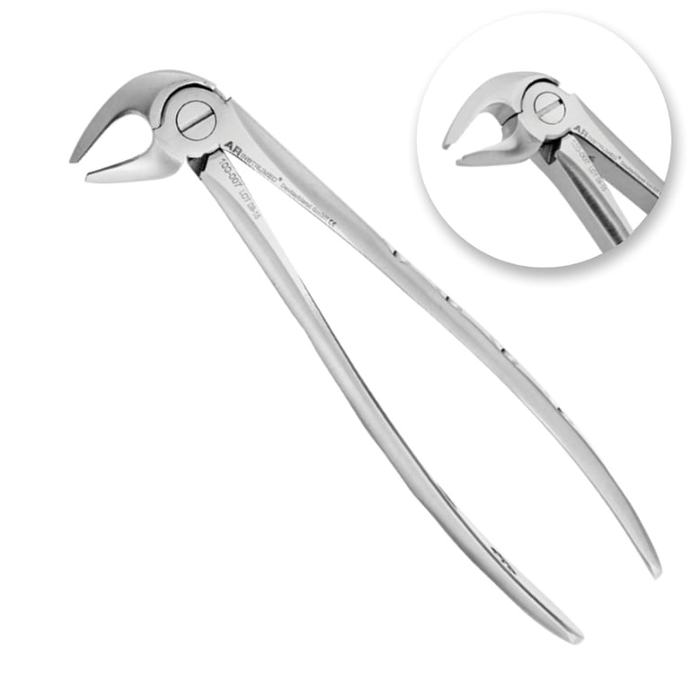 AR Instrumed 6" Stainless Steel Adult Extracting Forceps, Curved Tip, Serrated, 1/Pk. Features