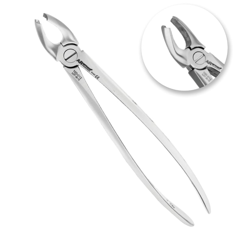 AR Instrumed Stainless Steel Adult Extracting Forceps, Short Curved Tip, Serrated, 1/Pk. Features