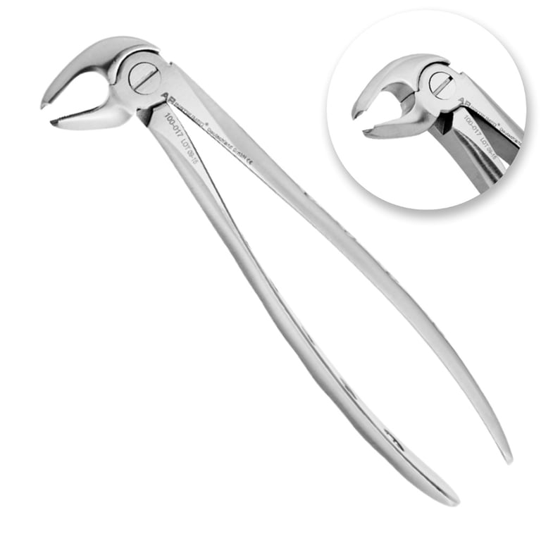 AR Instrumed 6.5" Stainless Steel Adult Extracting Forceps, Short Curved Tip, Serrated, 1/Pk