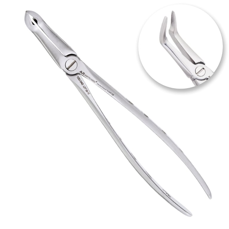 AR Instrumed #46L Stainless Steel Adult Lower Roots Extracting Forceps, Long Curved, Very Fine