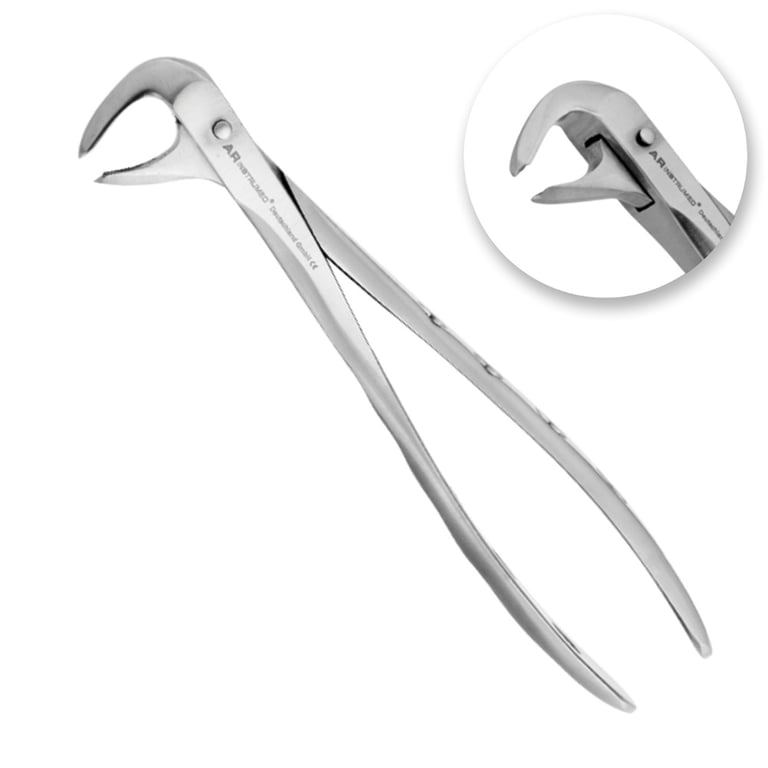 AR Instrumed #73 Stainless Steel Adult Extracting Forceps, Curved Tip, Serrated, 1/Pk. Features