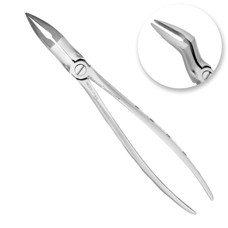 AR Instrumed #34 Stainless Steel Upper Root Extracting Forceps, Smooth Curved Tip, Serrated, 1/Pk