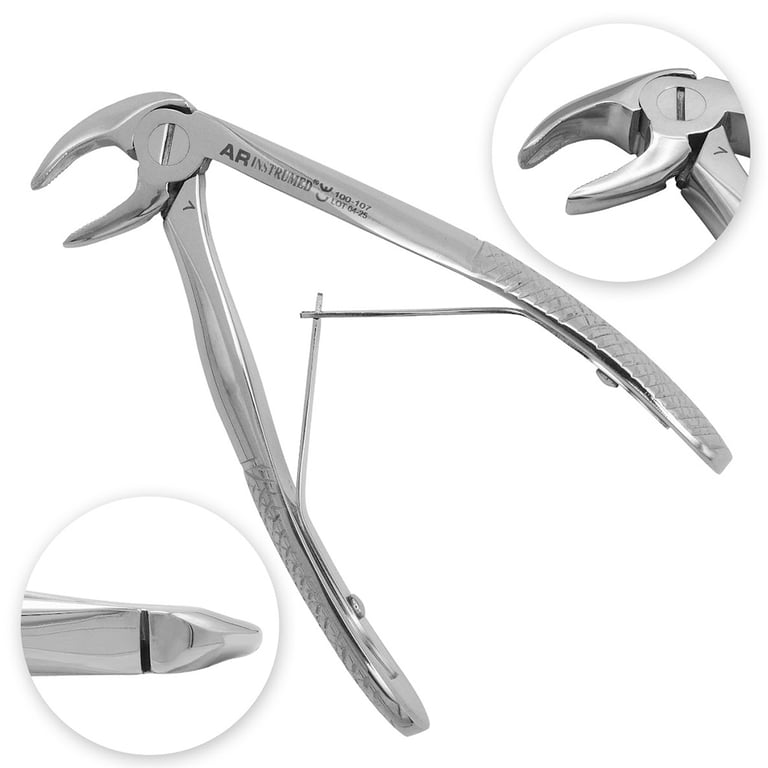 AR Instrumed 4" Stainless Steel Klein Extraction Forceps, Lower Roots, Serrated, 1/Pk. Features