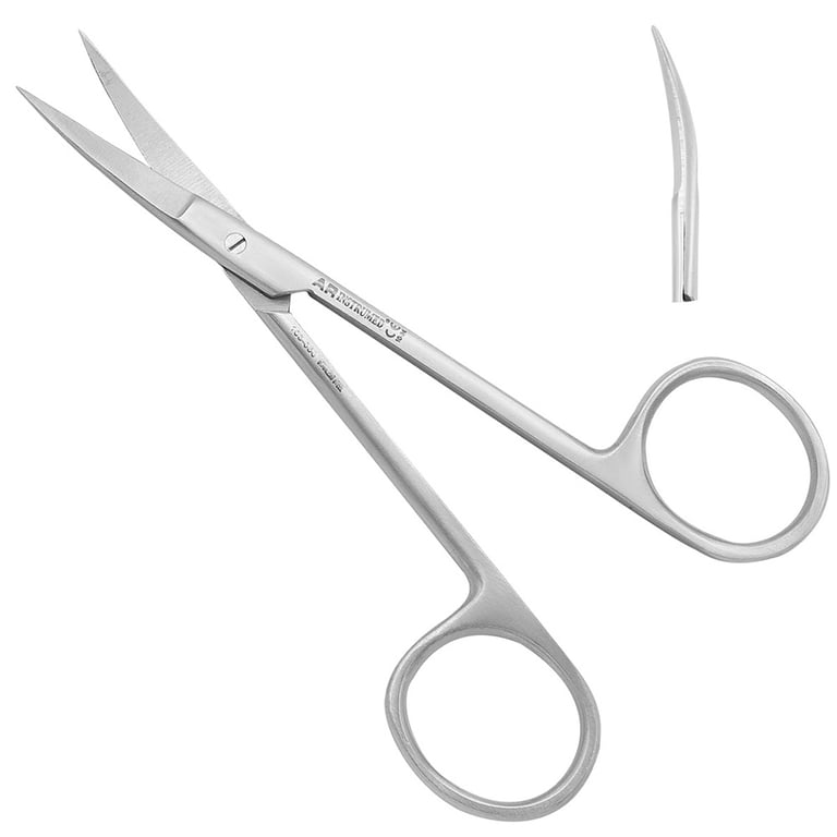 AR Instrumed 4.5" Stainless Steel Iris Scissors with Tungsten Carbide, Curved, 1/Pk (103-050)