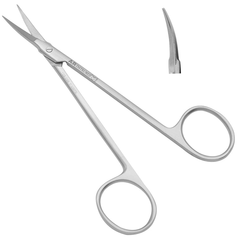 AR Instrumed 4.5" Stainless Steel Martin Scissors, Fine Point, Curved, 1/Pk. Features smooth