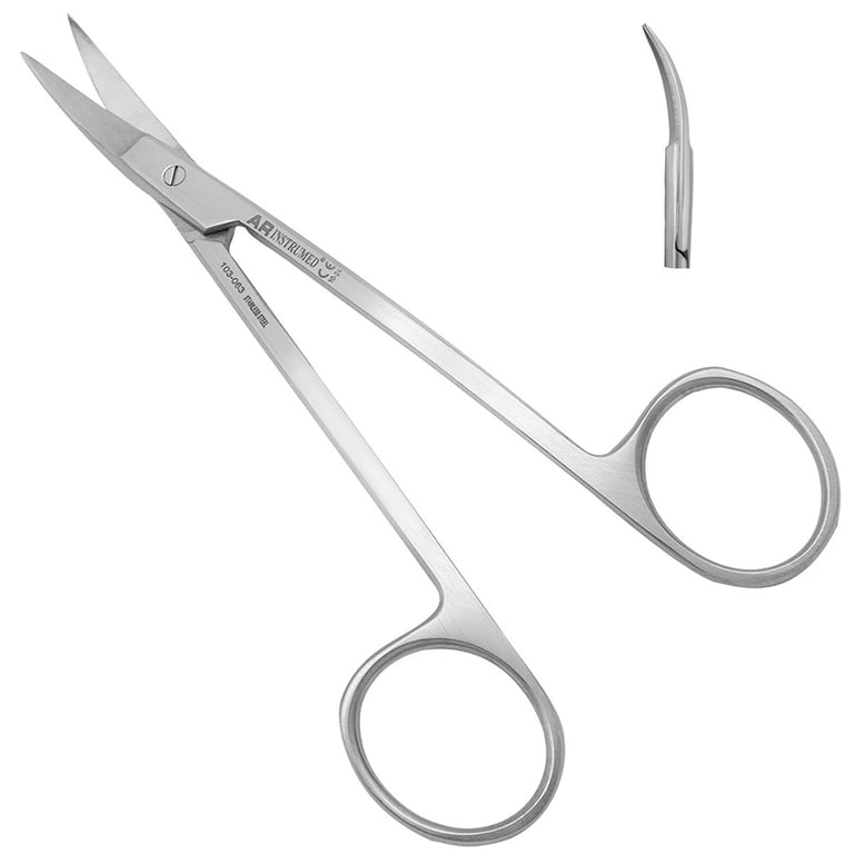 AR Instrumed 4.5" Stainless Steel La Grange Scissors, Fine Tip, Double-Curved, 1/Pk. Features