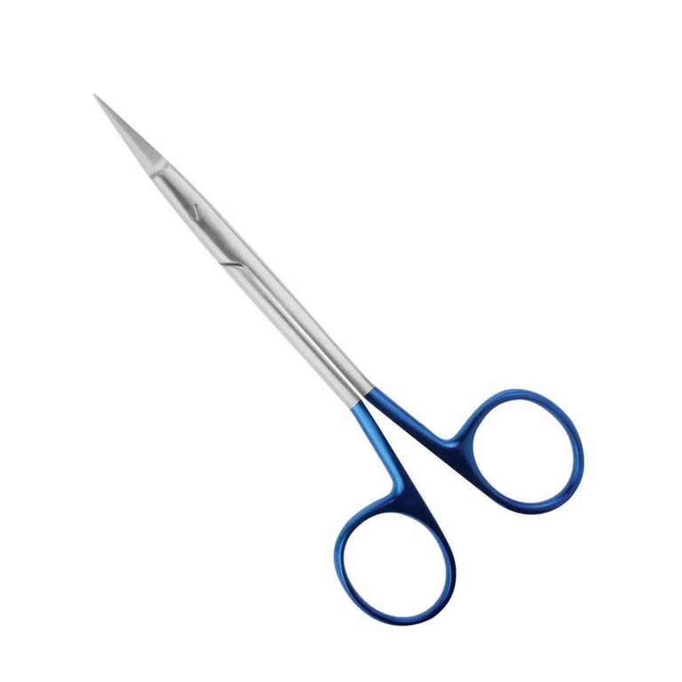 AR Instrumed Scissor, Dean Serrated, Double Curved, 13.5cm Titanium/Plasma, Blue, 1/Pk. Features