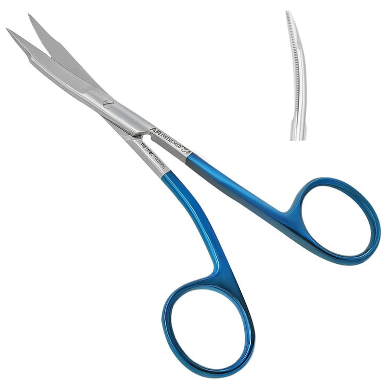 AR Instrumed 5.3" Stainless Steel Goldman-Fox Scissors, Double-Curved, Serrated, 1/Pk. Designed