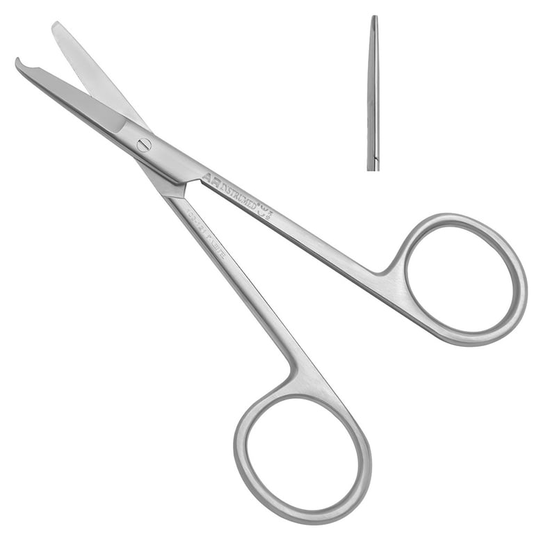 AR Instrumed 4" Stainless Steel Stitch Scissors, Fine Sharp Crescent Tip, 1/Pk. Features smooth