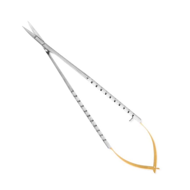 AR Instrumed Micro Scissor, Micro Castroviejo Scissor, Curved, 18cm, Gold, 1/Pk. Providing