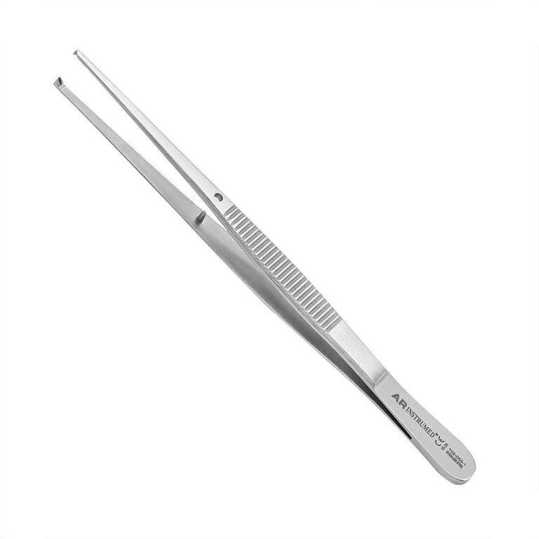 AR Instrumed Stainless Steel Tissue Thumb Tweezer, Semken-Taylor, Straight, 1:2 Teeth, 12cm, 1/Pk