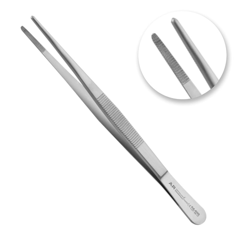 AR Instrumed 6.2" Stainless Steel Dressing Tweezer, Straight, Serrated, 1/Pk. Features