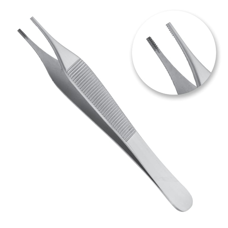 AR Instrumed 4.7" Stainless Steel Adson Brown Tweezer, Serrated, 1/Pk. Features medical-grade