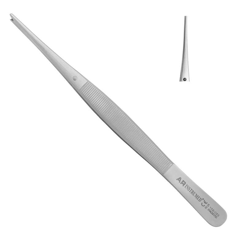 AR Instrumed 5.5" Stainless Steel Tissue Thumb Tweezer, Straight, 1/Pk. Features medical-grade