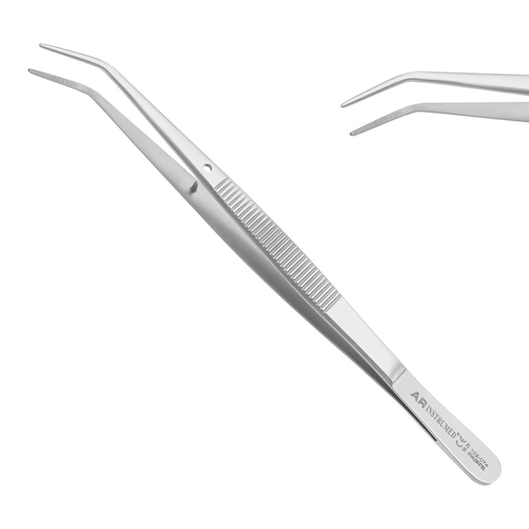 AR Instrumed 6" London-College Stainless Steel Tweezer, Curved, Serrated, 1/Pk. Features