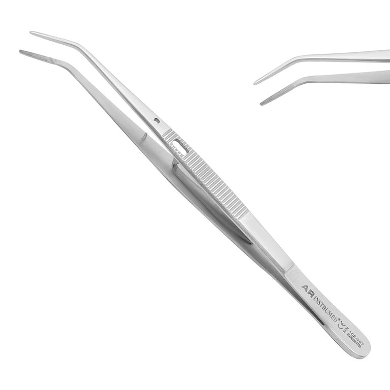 AR Instrumed 6" Stainless Steel Self Locking Tweezer, Curved, Serrated, 1/Pk. Features