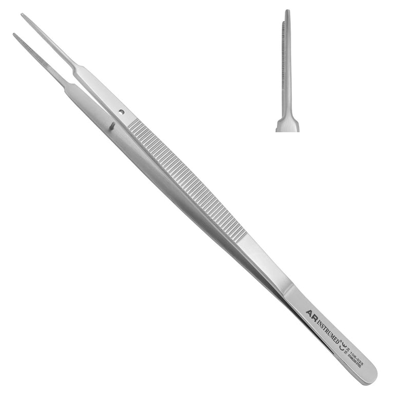 AR Instrumed 7" Stainless Steel Gerald Dressing Tweezer, Straight, Serrated, 1/Pk. Features