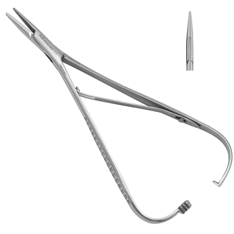 AR Instrumed 17cm Stainless Steel Mathieu Ligature Elastic Placing Plier, Narrow Serrated Tip
