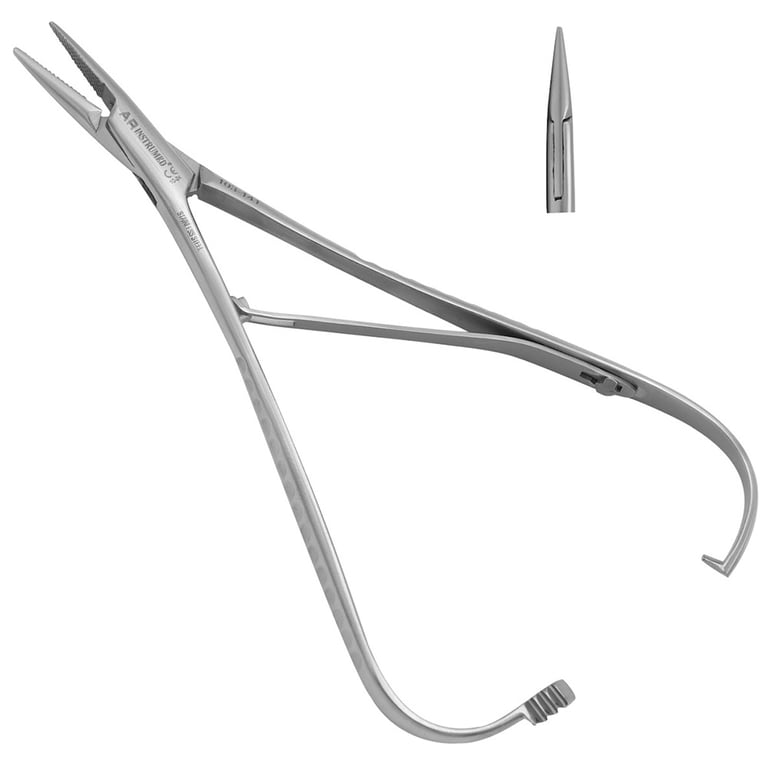 AR Instrumed 14cm Stainless Steel Mathieu Ligature Elastic Placing Plier, Narrow Serrated Tip