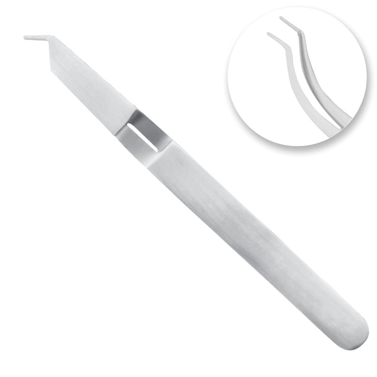 AR Instrumed Stainless Steel Orthodontic Deluxe Bracket Holder Tweezer, Thin Curved Tip, 12cm