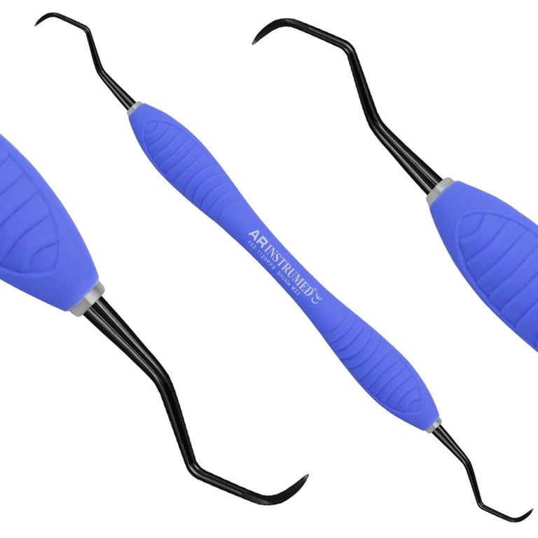AR Instrumed Stainless Steel M23 Sickle Scaler, AR Premium Plus Blue Handle, Titanium Coated Tips
