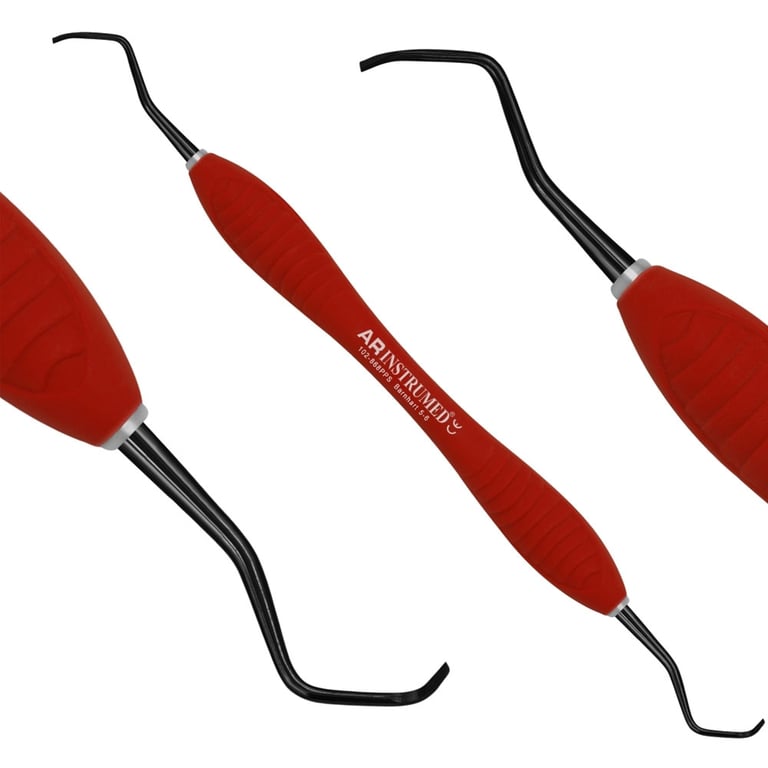 AR Instrumed Stainless Steel 5/6 Barnhart Curette, AR Premium Plus Red Handle, Titanium Coated