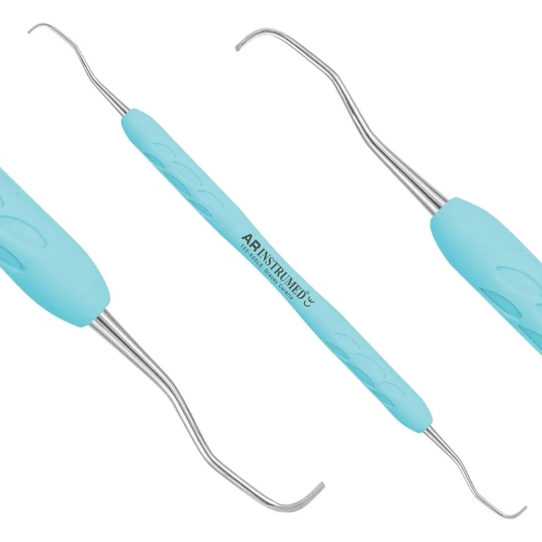 AR Instrumed Stainless Steel 1/2 Gracey Curette, AR Light Blue Handle, 1/Pk. Ultra-fine curved tip