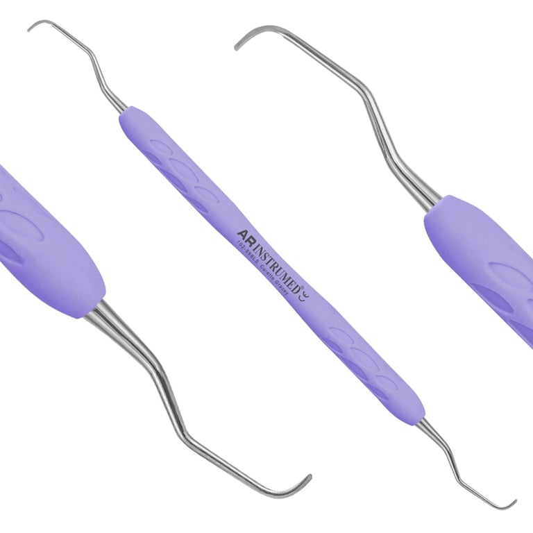 AR Instrumed Stainless Steel 5/6 Gracey Curette, AR Light Purple Handle, 1/Pk. Ultra-fine curved