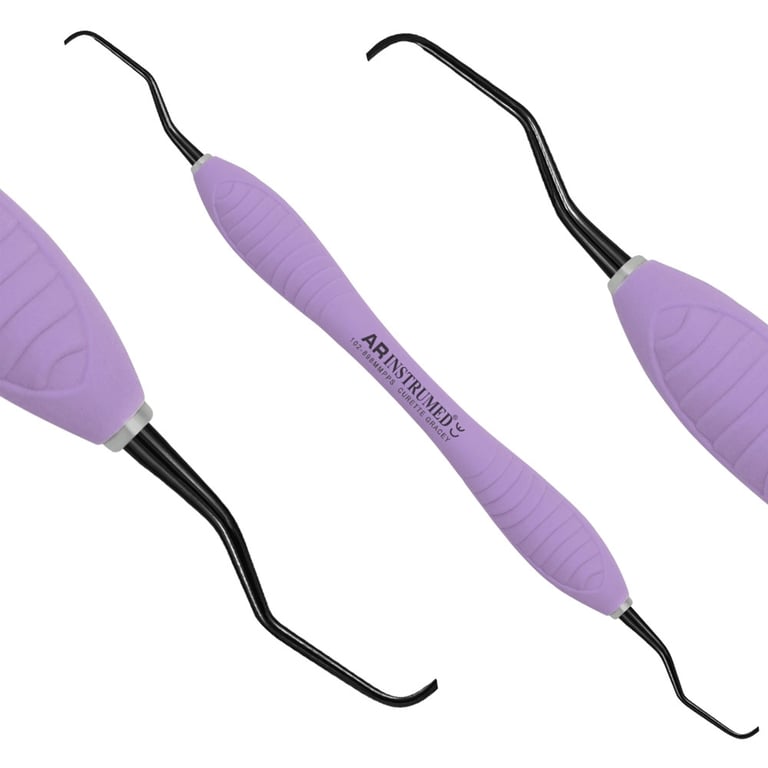 AR Instrumed Stainless Steel 5/6 Gracey Curette, Mini Titanium Coated Tips, AR Premium Plus Purple