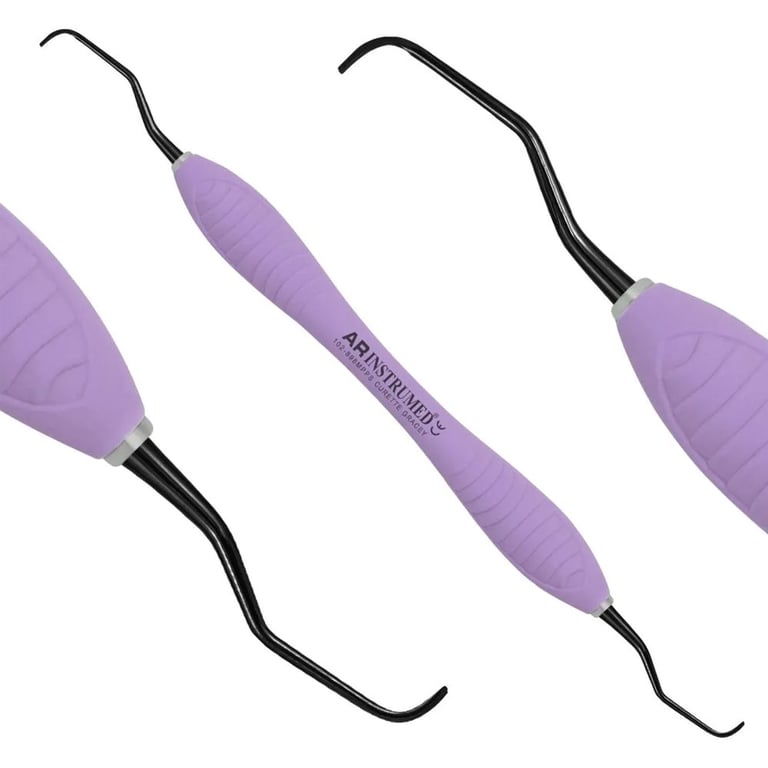 AR Instrumed Stainless Steel 5/6 Gracey Curette, Titanium Coated Tips, AR Premium Plus Purple