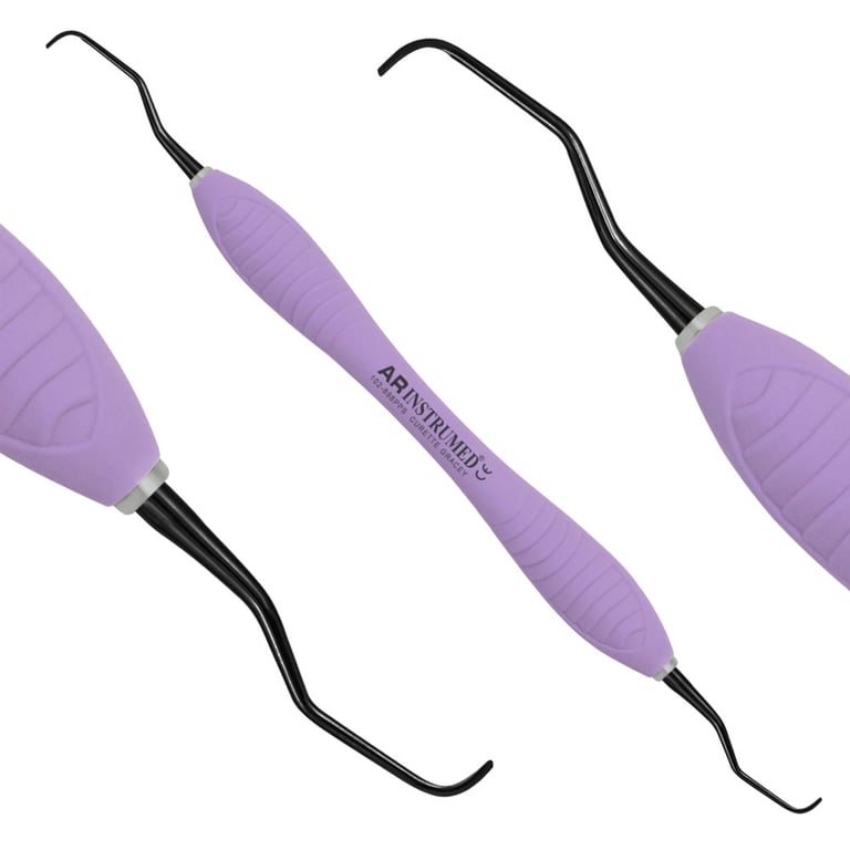 AR Instrumed Stainless Steel 5/6 Gracey Curette, Titanium Coated Tips, AR Premium Purple Handle