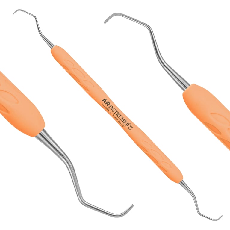 AR Instrumed Stainless Steel 7/8 Gracey Curette, AR Light Orange Handle, 1/Pk. Ultra-fine curved