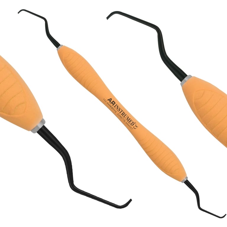 AR Instrumed Stainless Steel 7/8 Gracey Curette, Mini Titanium Coated Tips, AR Premium Plus Orange