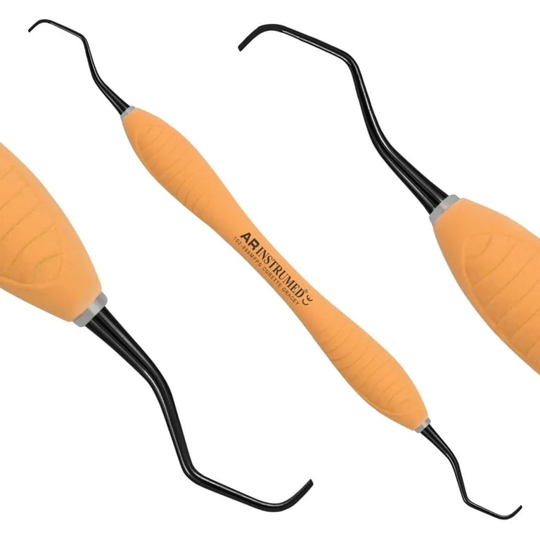 AR Instrumed Stainless Steel 7/8 Gracey Curette, Titanium Coated Tips, AR Premium Plus Orange