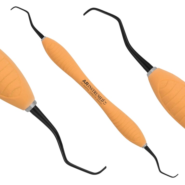 AR Instrumed Stainless Steel 7/8 Gracey Curette, Titanium Coated Tips, AR Premium Orange Handle