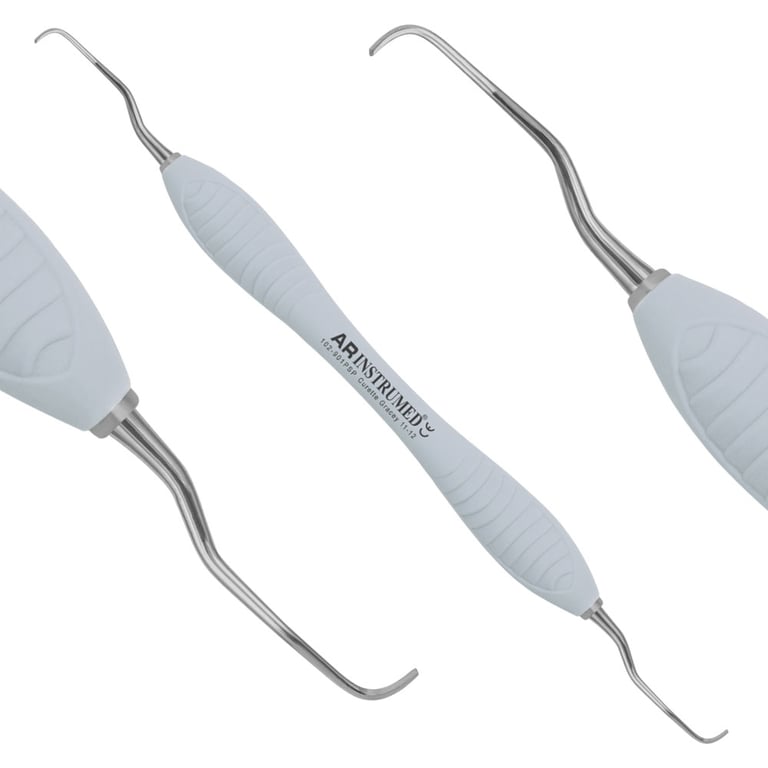 AR Instrumed Stainless Steel NiTi 11/12 Gracey Curette, AR Premium Pro Gray Handle, 1/Pk. Features