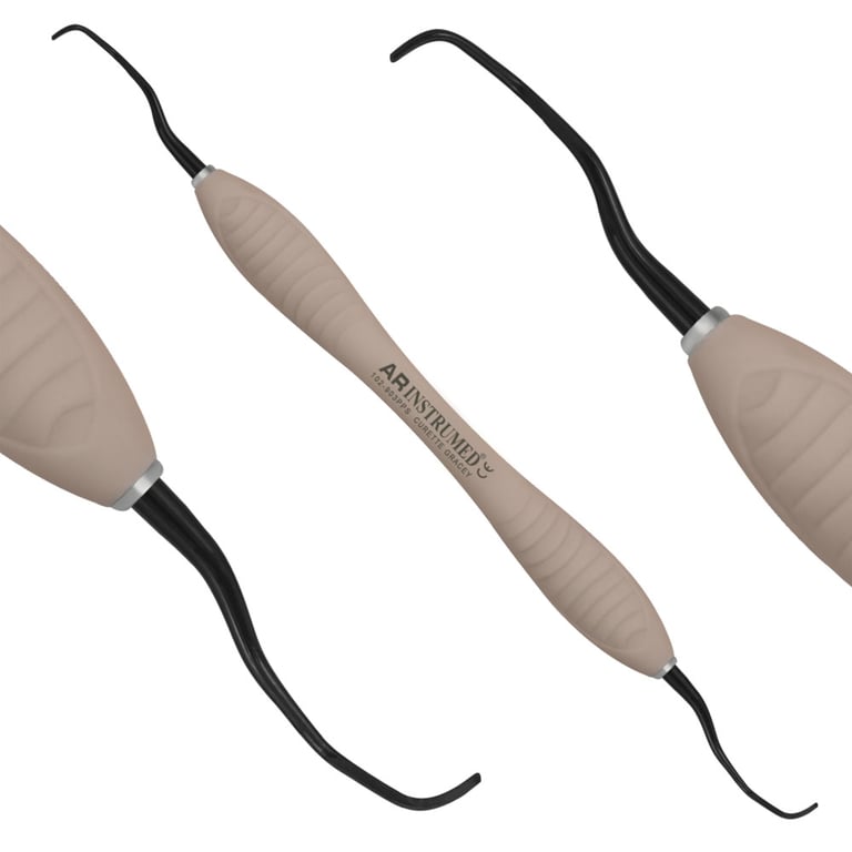 AR Instrumed Stainless Steel 15/16 Gracey Curette, Titanium Coated Tips, AR Premium Brown Handle