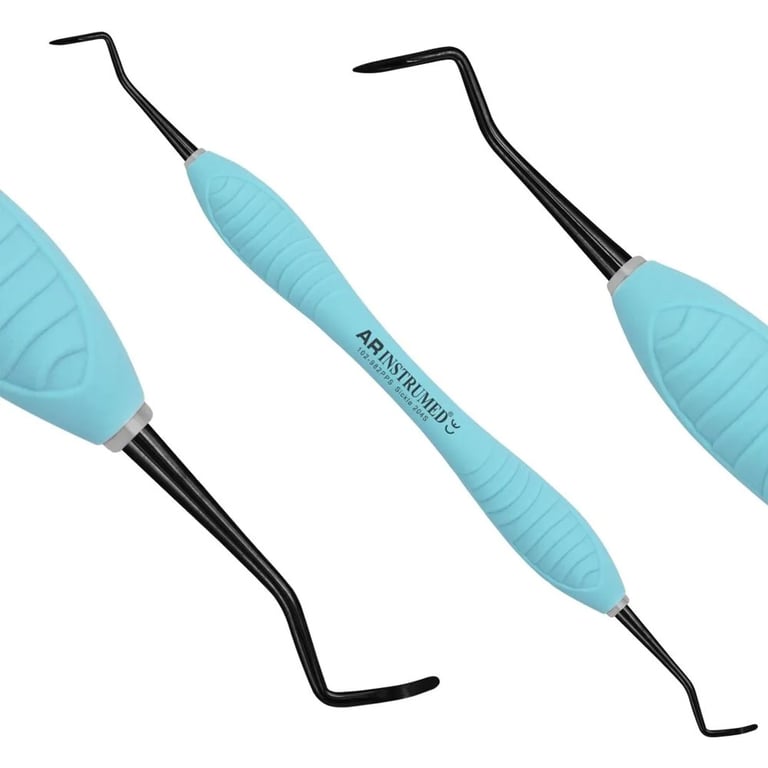 AR Instrumed Stainless Steel 204S Sickle Scaler, AR Premium Plus Blue Handle, Titanium Coated
