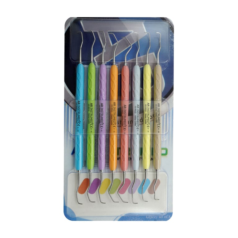 AR Instrumed AR Light Standard Gracey Set, Stainless Steel, Silicone Handle, 8/Pk. Features