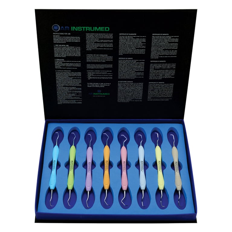 AR Instrumed Standard Gracey Set, Stainless Steel, Silicone Handle, 8/Pk. Deliver precision